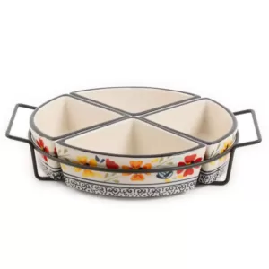 GIBSON elite Luxembourg 5-Piece Divided Serving Dish Set with Metal Rack