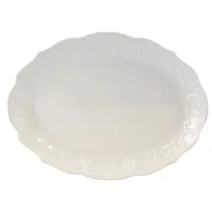 Gibson Home Royal Abbey White Durastone Oval Embossed Platter