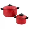 Gibson Home Casselman 4-Piece Steel Nonstick Pasta Pot Set in Red Speckle