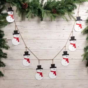 Glitzhome 6 ft. L Metal Christmas Snowman Garland