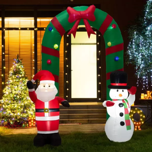 Glitzhome 8 ft. Inflatable Santa Snowman Gate Arch