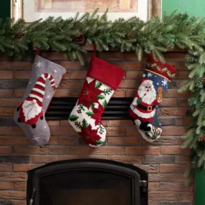 Glitzhome 19.00 in. L Hooked Stocking, Santa