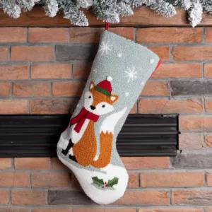 Glitzhome 19 in. L Fox Hooked Stocking