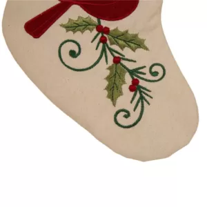 Glitzhome 21 in. H Fabric Cardinal Stocking