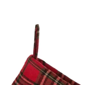 Glitzhome 21 in. L Embroidered Linen Christmas Stocking - Red Truck