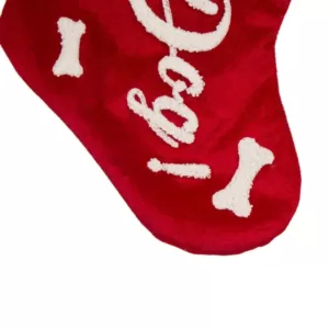 Glitzhome 22 in. L Velvet Christmas Stocking with Plush Cuff- Good Dog