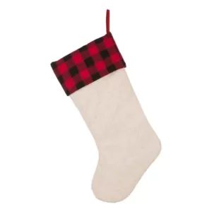 Glitzhome 21 in. L LED Embroidered Linen Christmas Stocking - Dog