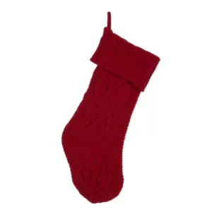 Glitzhome 22 in. L Knitted Polyester Red Christmas Stocking