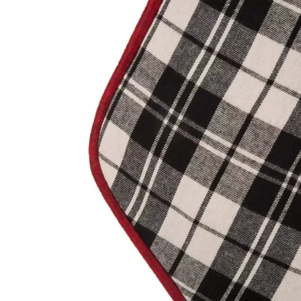 Glitzhome 20 in. L Black and White Plaid Fabric Christmas Stocking