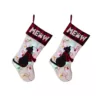 Glitzhome 21 in. Polyester LED Embroidered Linen Cat Christmas Stocking (2-Pack)