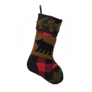 Glitzhome Plaid Stocking with Rug Hooked (Bear) 2-Pack