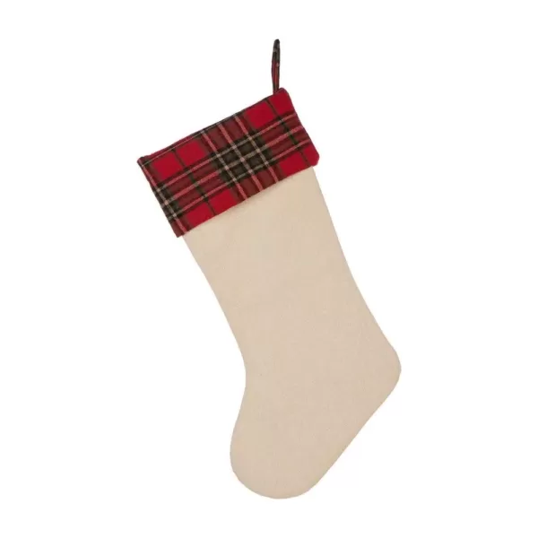 Glitzhome 21 in. Polyester Embroidered Linen Christmas Decoration Stocking (2-Pack)