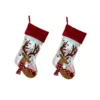 Glitzhome 21 in. H LED Embroidered Polyester Linen Christmas Decoration Stocking (2-Pack)