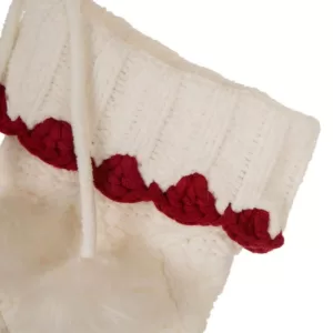 Glitzhome 22 in. Knitted Acrylic White Christmas Decoration Stocking (Set of 2)