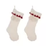 Glitzhome 22 in. Knitted Acrylic White Christmas Decoration Stocking (Set of 2)