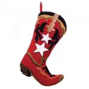 Glitzhome 19.69 in. Polyester Hooked Red Boot Stocking (2-Pack)