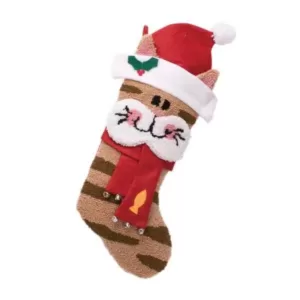 Glitzhome 22 in. H Polyester Hooked 3D Cat Stocking (2-Pack)