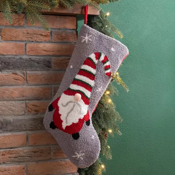 Glitzhome 21.00 in. H Polyester Gnome Hooked Stocking