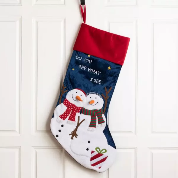 Glitzhome 36 in. H Polyester Velvet 3D Oversized Snowman Stocking