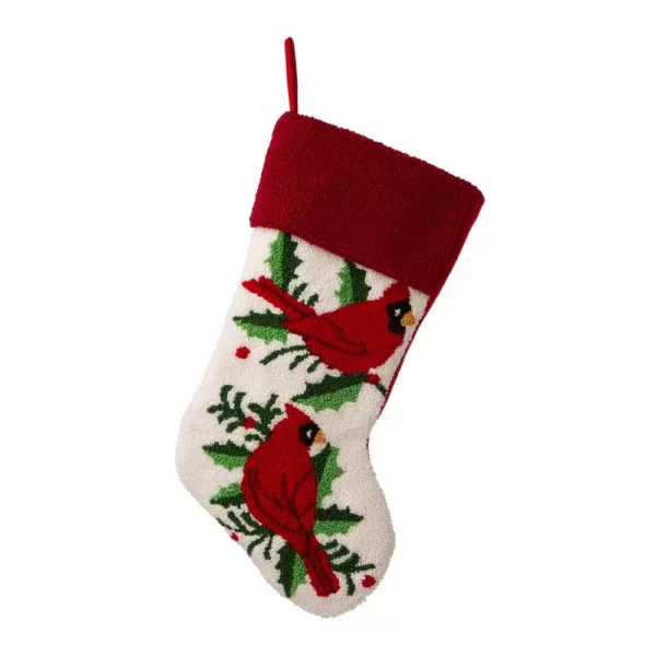 Glitzhome 21.00 in. H Polyester Cardinal Hooked Stocking