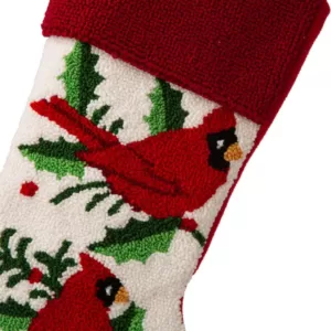 Glitzhome 21.00 in. H Polyester Cardinal Hooked Stocking