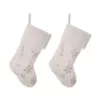 Glitzhome 21 in. H Polyester White Plush Stocking with Snowflake Christmas (2-Pack)