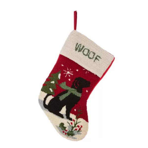 Glitzhome 20 in. Acrylic/Polyester Hooked Dog Stocking (2-Pack)