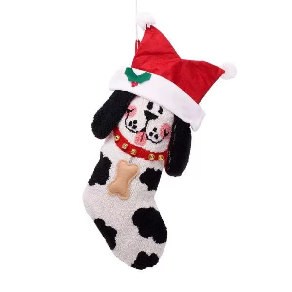 Glitzhome 22 in. Polyester/Acrylic Hooked 3D Dog Christmas Stocking