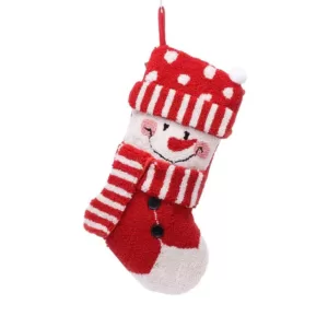 Glitzhome 20 in. Polyester/Acrylic Hooked 3D Snowman Christmas Stocking