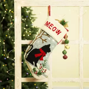 Glitzhome 20 in. L Hooked Stocking, Cat