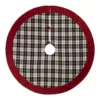 Glitzhome 48 in. D Black and White Plaid Fabric Christmas Tree Skirt with Red Trim