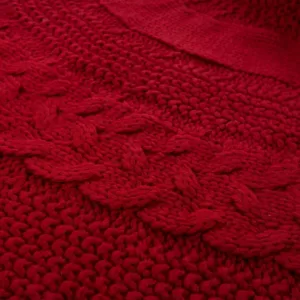 Glitzhome 52 in. D Knitted Acrylic Red Christmas Tree Skirt