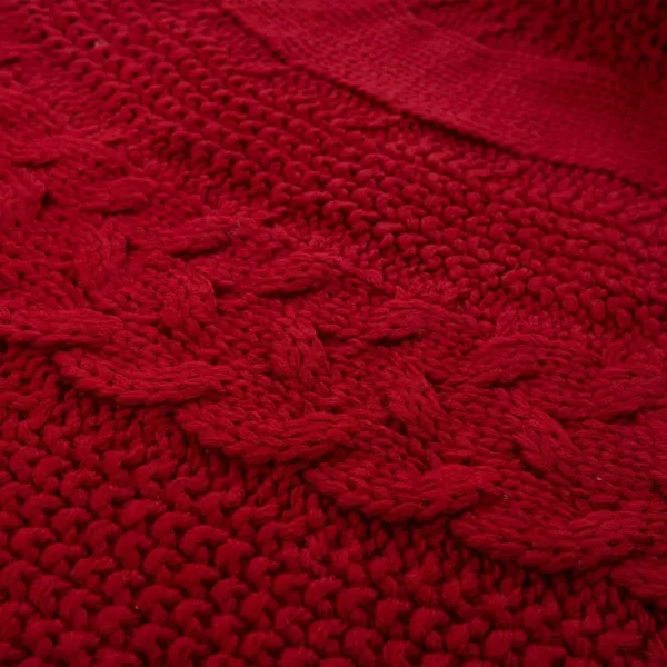 Glitzhome 52 in. D Knitted Acrylic Red Christmas Tree Skirt