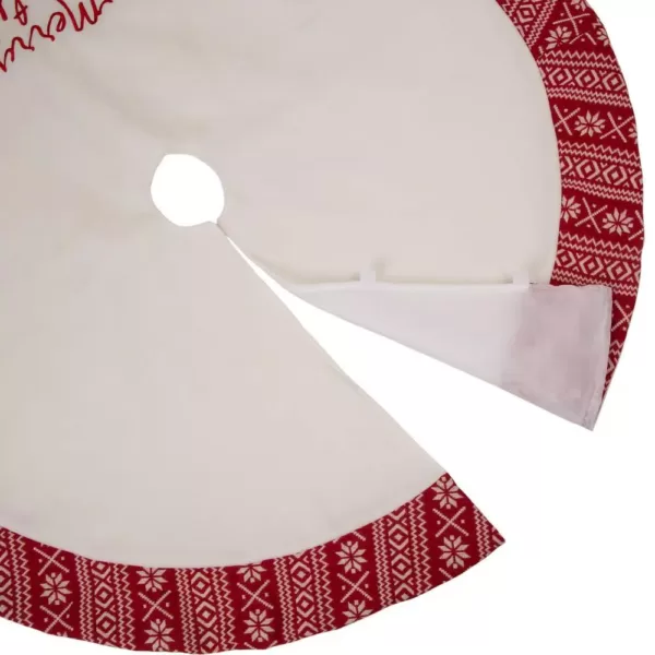 Glitzhome 48 in. D White Fleece Christmas Tree Skirt - Merry Christmas