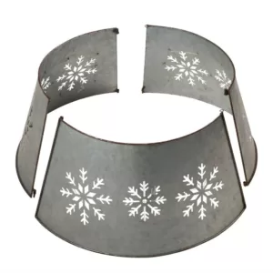 Glitzhome 26 in. Dia Snowflake Diecut Metal Tree Collar with Light String(KD)