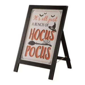 Glitzhome 24 in. H Halloween Wooden Sanding Easel Sign Decor or Hanging Decor (2-Function)