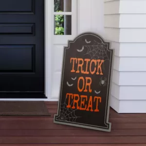 Glitzhome 29 in. H Halloween Wooden Tombstone Yard Stake or Standing Decor or Hanging Decor (KD, 3 Function)