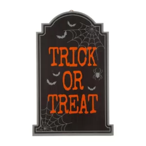 Glitzhome 29 in. H Halloween Wooden Tombstone Yard Stake or Standing Decor or Hanging Decor (KD, 3 Function)