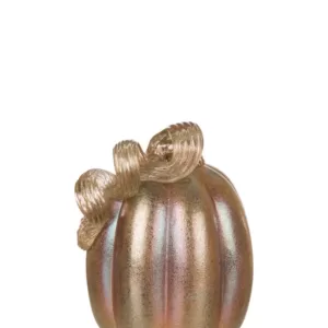 Glitzhome Pumpkin 5.91 in. H Blue/Gold Glittery Small Tall Glass