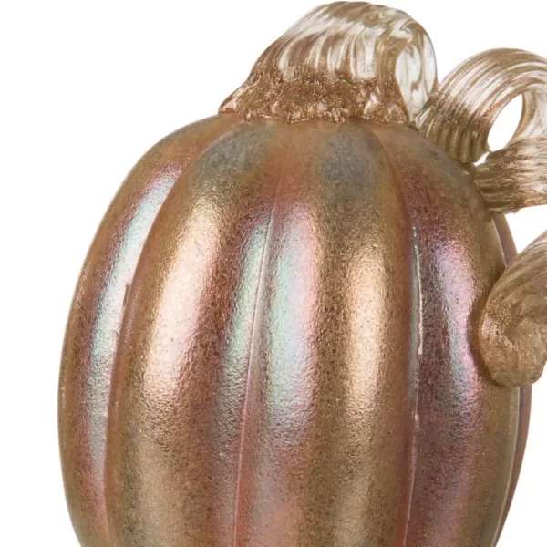 Glitzhome Pumpkin 5.91 in. H Blue/Gold Glittery Small Tall Glass