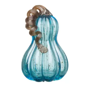 Glitzhome S/3 8.46 in. Blue Glass Pumpkin