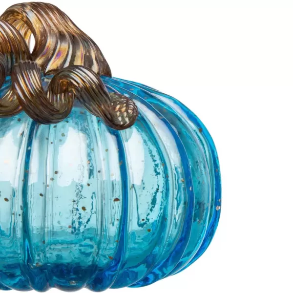 Glitzhome S/3 8.46 in. Blue Glass Pumpkin