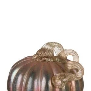 Glitzhome S/2 5.91 in. Blue/Gold GlitteryGlass Pumpkin