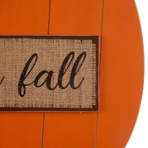 Glitzhome 20.28 in. H Fall Wooden Pumpkin with Floral Standing / Hanging Decor (2-Function)