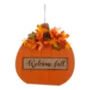 Glitzhome 20.28 in. H Fall Wooden Pumpkin with Floral Standing / Hanging Decor (2-Function)