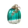 Glitzhome 5.51 in. H Turquoise Crackle Glass Pumpkin