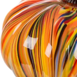 Glitzhome 8.66 in. D x 6.69 in. H Multi-Striped Glass Large Pumpkin