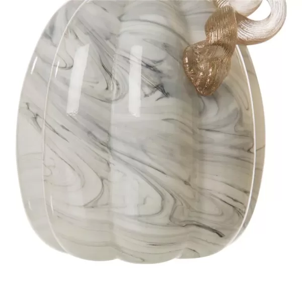 Glitzhome 5.71 in. H Gray Marble Tall Glass Pumpkin