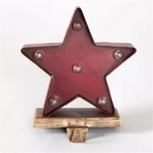 Glitzhome 8.48 in. H Marquee LED Star Stocking Holder