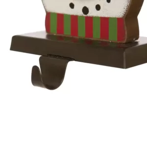 Glitzhome 6.50 in. H Wooden/Metal Snowman Head Stocking Holder